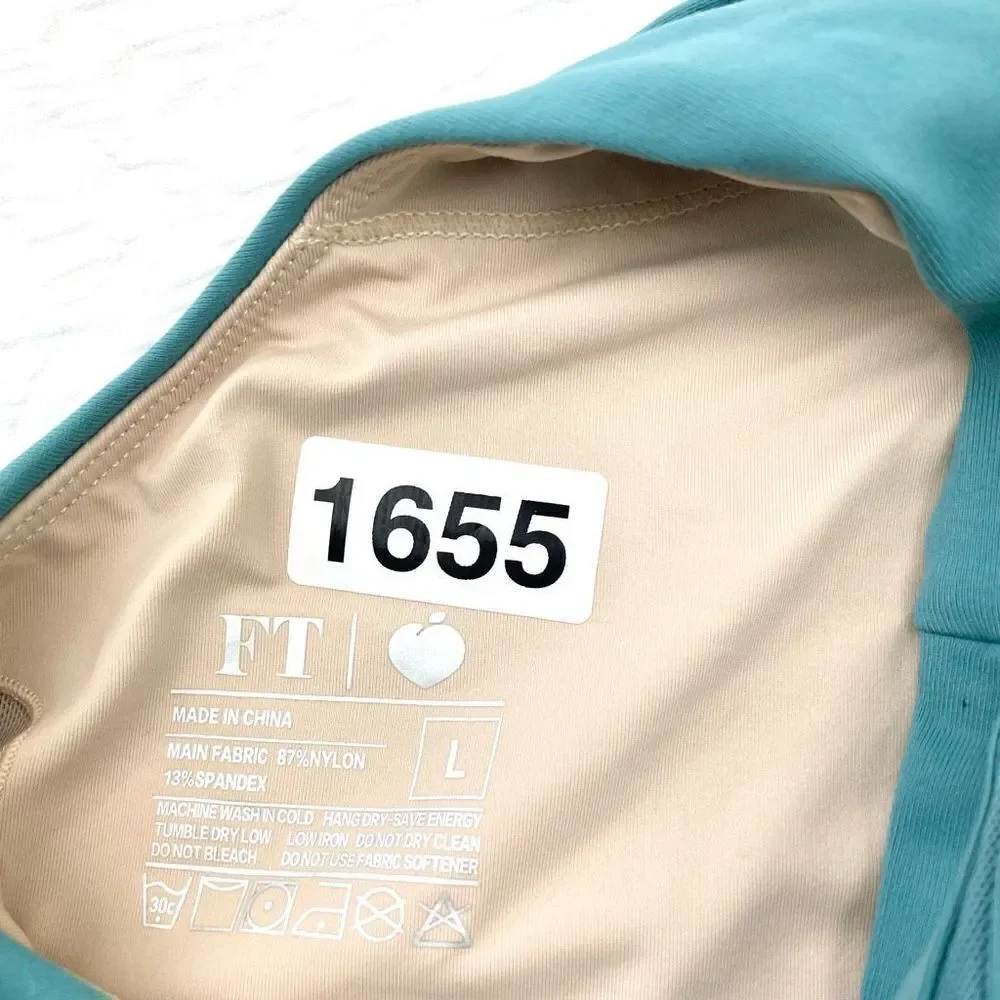 BUY 1 GET 1 FREE FT large teal and tan sports bra mesh overlay high neck